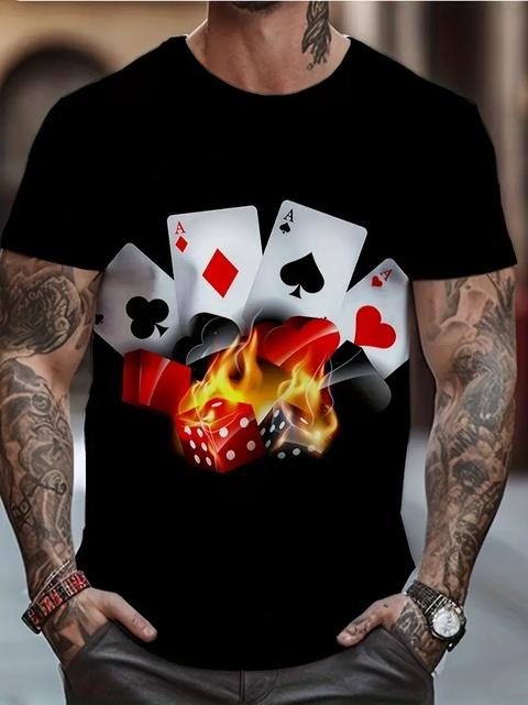 New 3D Poker King Pattern Casual Short Sleeve T-shirt Men's Comfortable T-shirts Streetwear