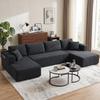 Modular U-Shaped Sofa with 2 Chaise Longues, Corduroy Sofa Bed with High-Density Foam and Spring Cushioning, Dark Grey