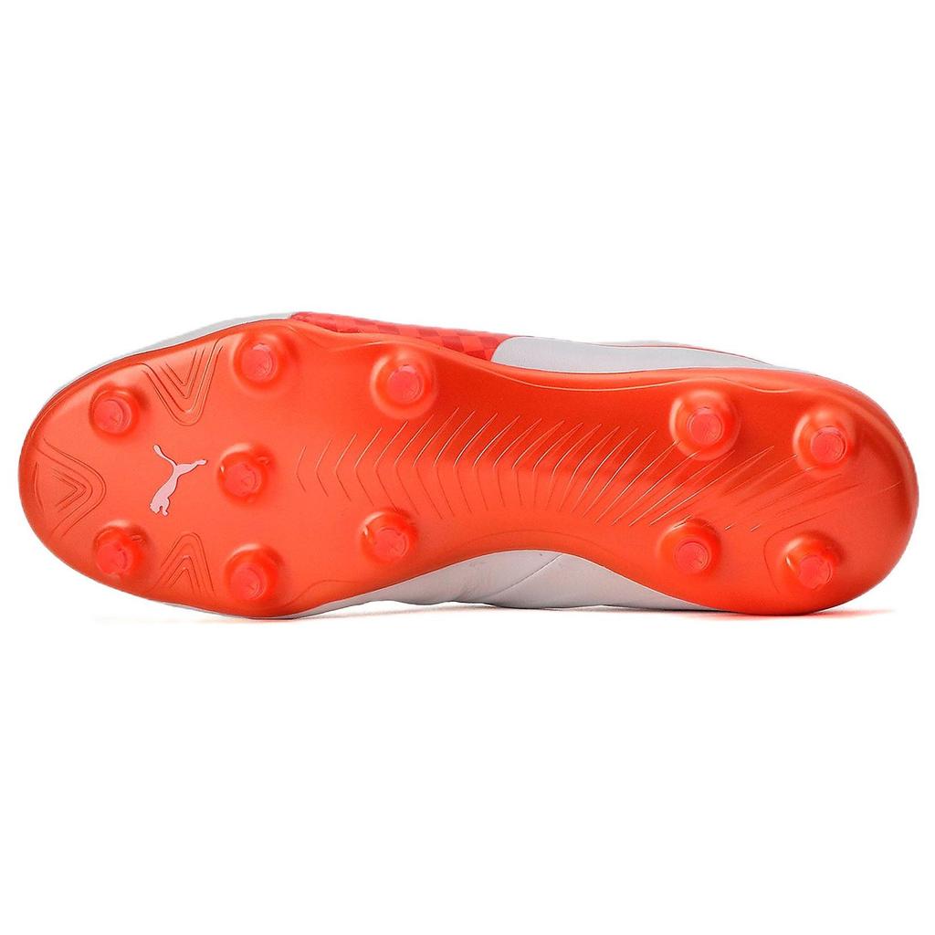 Puma King Platinum 21 Rally FG/AG Fabric Low-Top Soccer Shoes Men Soccer Shoes White Orange 107109-01
