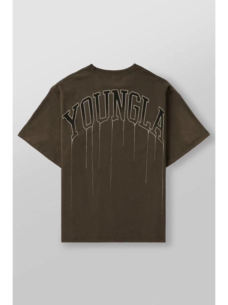 YOUNGLA Men's Cotton Oversized Round Neck Gym T-shirt 240 Fabric