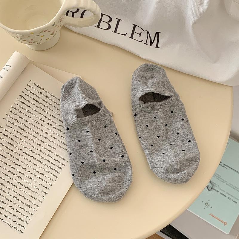 Polka Dot Socks, Women's Invisible Boat Socks, Spring and Summer Thin, Low-top, Shallow, Non-falling Heel Short Stockings