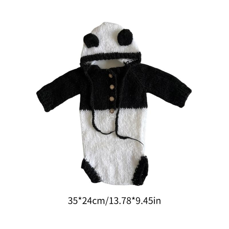 Baby Photography Props Suit Infant Panda Bonnet Long Sleeve Romper Newborn Photo Bodysuit SkinFriendly Baby Photo Outfit
