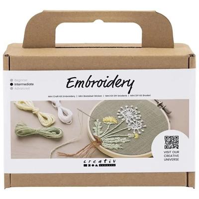 Mini DIY Embroidery Kit - Creativ Company - Embroidery Frame - Floral Motifs - Cotton Threads