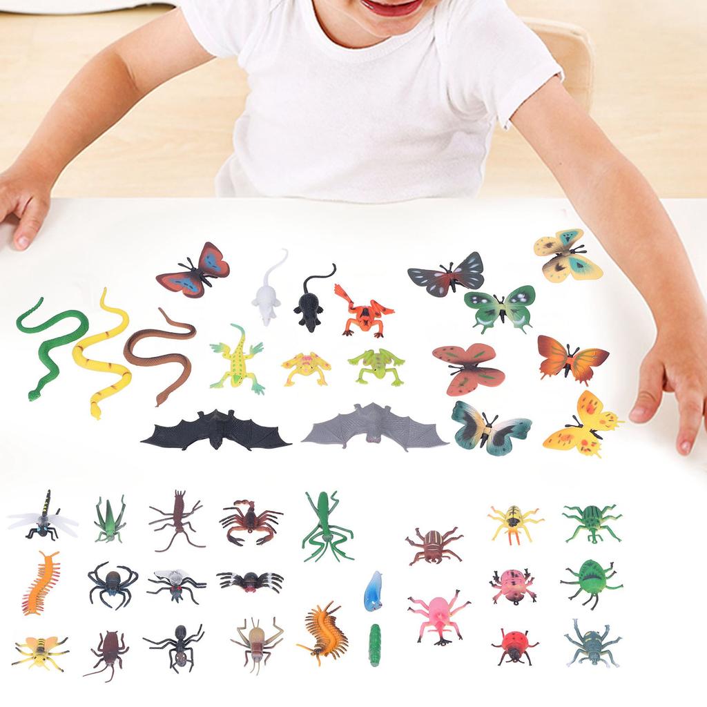 43Pcs Simulation Insect Model Lifelike Vivid Soft Odorless Insect Educational Toys for Above 4 To 6 Years Old