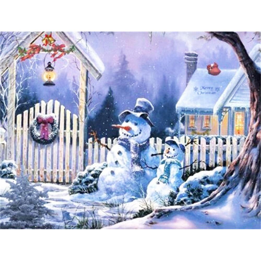 DIY Diamond Painting Snow Diamond Mosaic Landscape Sunset Embroidery Rhinestone Full Round Diamond Cross Stitch Home Gift