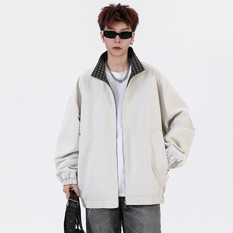 2025 Trendy Retro Jacket Men's Loose Casual Teenagers American Standing Collar Top Men