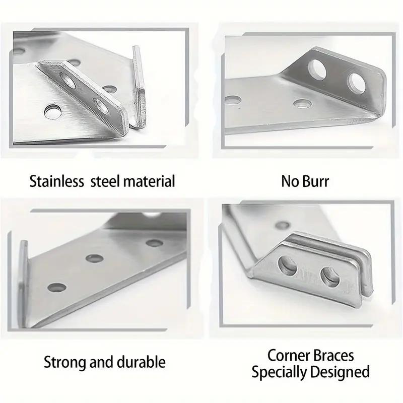 1/50Set Universal Stainless Steel Corner Bracket 90 Degree Right Angle Fixed Bracket Wood Furniture Bedframe Cabinet Accessorie