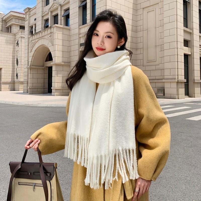 Luxury Faux Mink Scarf Women Men Solid Color Winter Warm Shawl Korean Style Chic Neck Wrap 208x70cm