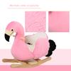 Schaukelpferd für Kinder, Schaukelflamingo für Kinder ab 18 Monaten aus Holz mit Sicherheitsgurten, Rosa