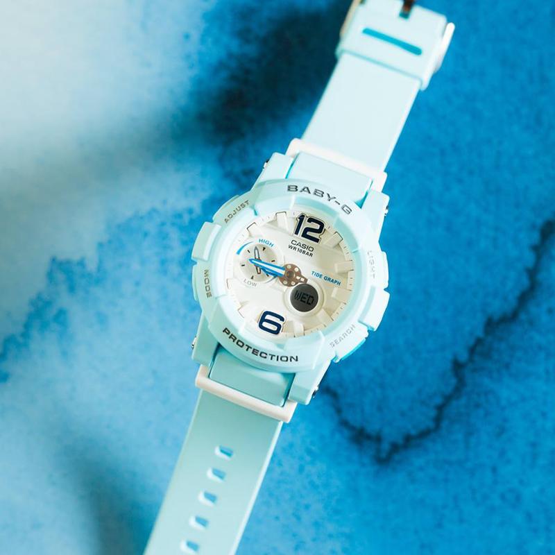 Casio CASIOBABY-G Street Style Contrast Color Tide Classic Pointer Dual Display Dial Sports Waterproof Quartz Movement Resin Strap BGA-180BE-2B