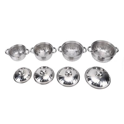 4pcs Stainless Steel Pots Set Stockpot with Lids Dual Handles Sauce Soup Pot for Kitchen Cooking