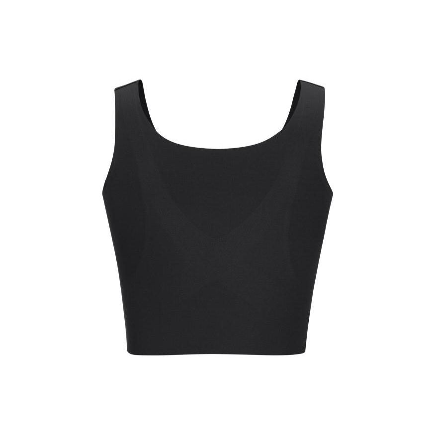 Reebok Bra Tank Series Solid U-Neck Seamless Sports Vest Women Tops Black 23RMS408W001