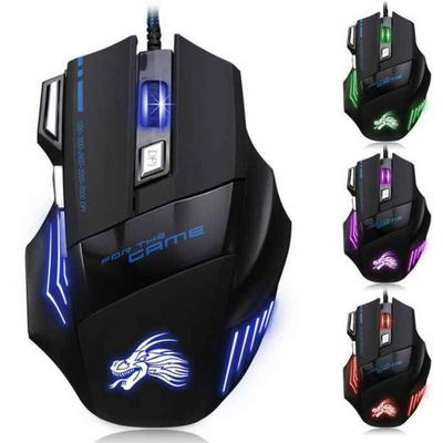 Ratón para juegos por cable, ratón USB ergonómico retroiluminado de 7 botones, retroiluminación de 5500 DPI, ratón óptico ajustable para ordenador Gamer