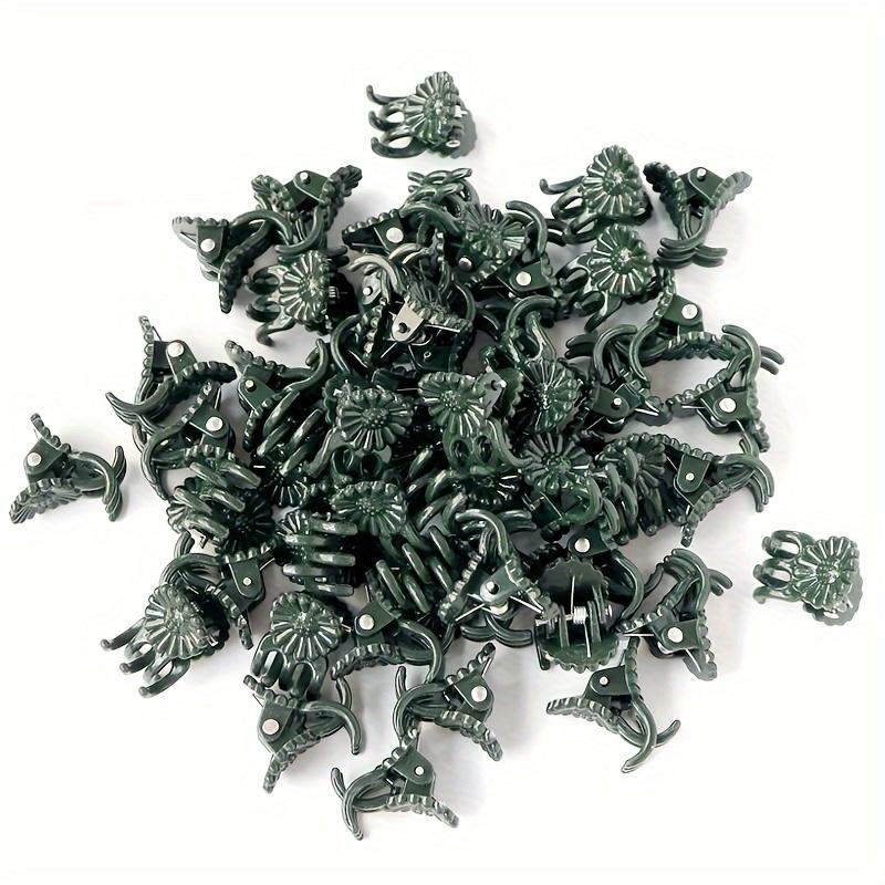 100pcs Plastic Garden Plant Clips, Dark Green & Coffee Brown Support Clips for Orchids,Safe Upright Plant Growth Gardening Tools