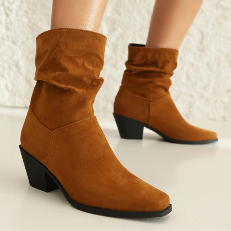 Women's Ankle Boots 2025 Spring Faxu Suede Black Brown Fashion Low Heel Autumn Winter Motorcycle Short Boots Ladies Comfortable