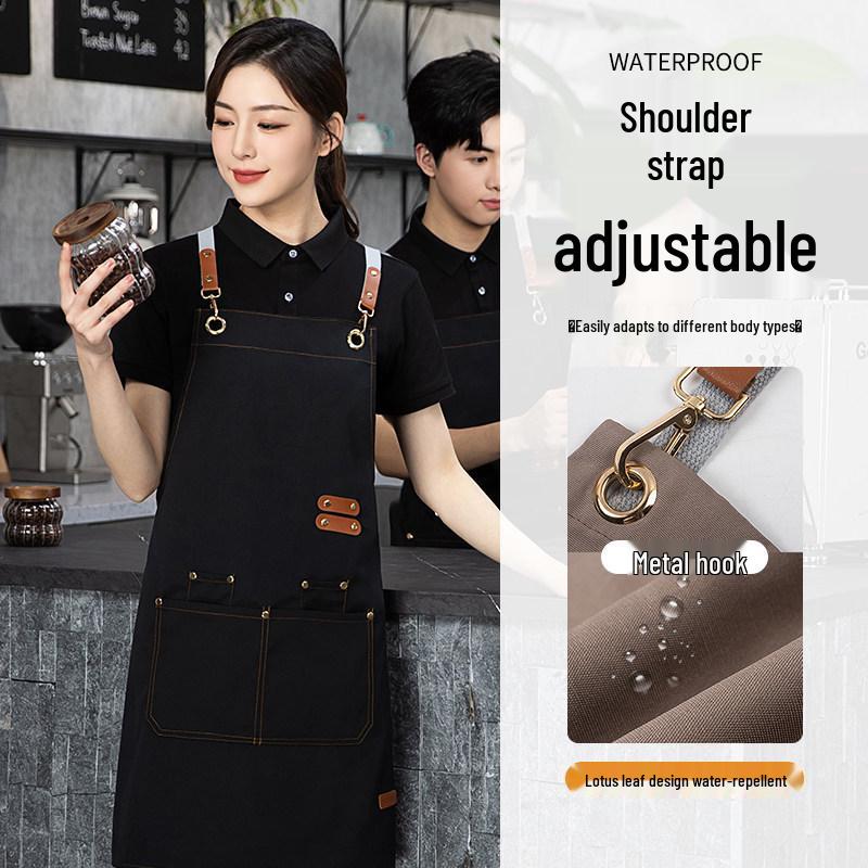 Custom High-End Workwear: Waterproof Oil-proof Apron for Women with Logo, Ideal for Catering, Coffee, and Milk Tea Shops