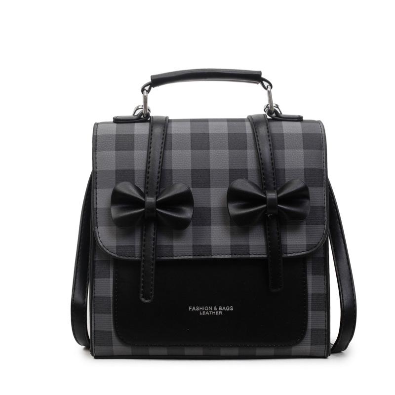 Solid color college style commuter backpack women's new trend bow portable shoulder backpack