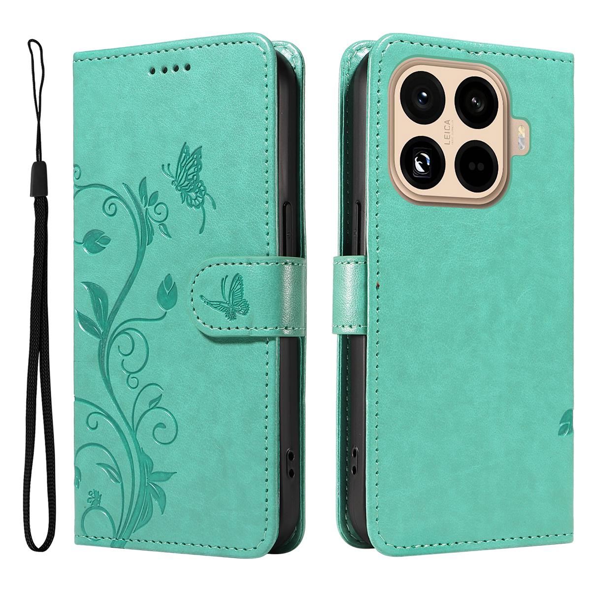 

For Xiaomi 15T Pro PU Leather Cases Flower Pattern Wallet Stand Phone Cover with Strap