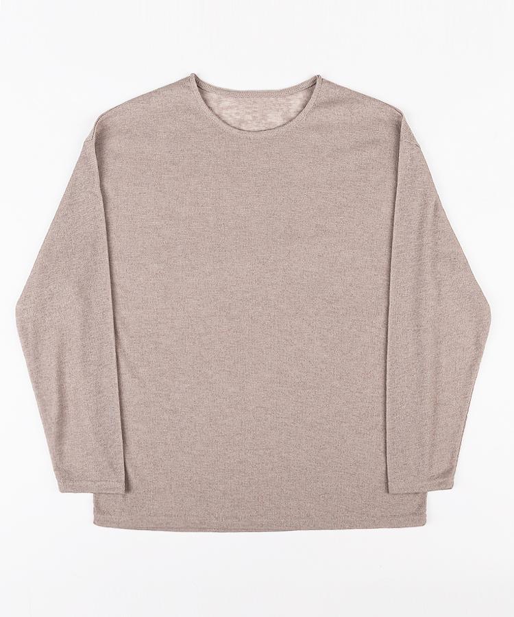 Seuteulaikeu Drop Shoulder Loose Fit Linen T-Shirt (Beige)