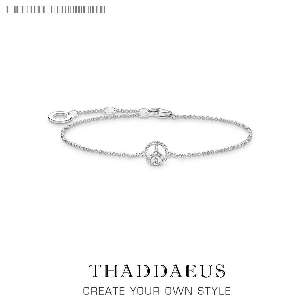 

Bracelet Peace White Zircon New Link Chain 925 Silver Trendy Jewelry Summer Gift For Women 17-22cm