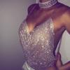 Ins Style, Nightclub Low Cut Backless Outfit, Sparkling Diamond, Chain Strap, Deep V-neck, Crop Top, Sexy Design