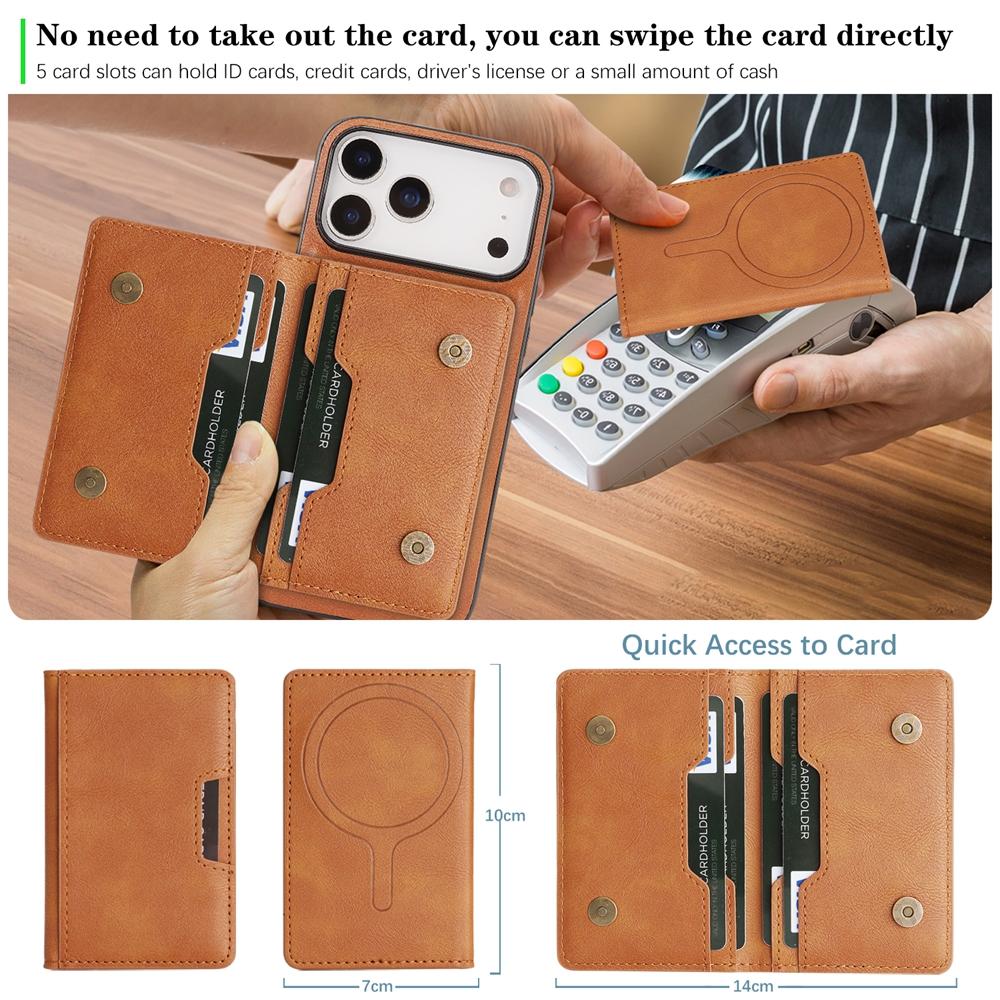 2 in 1 Magnetic Leather Case for IPhone 17 16 15 14 13 12 Pro Max Plus Air 16E 17E Wrieless Charging For Magsafe Phone Cover