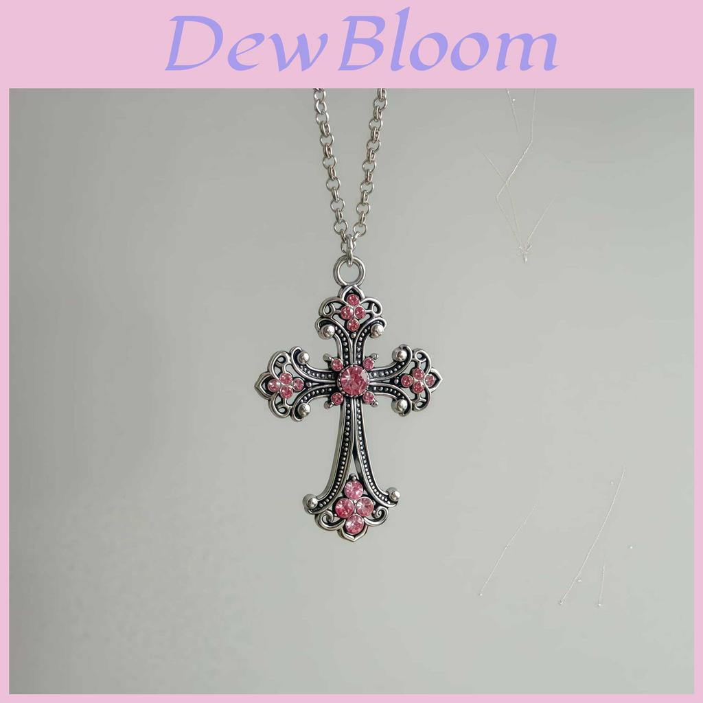 Gothic Cross Pendant Necklace With Dark Rose Design For Men And Women