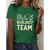 Short-Sleeve Crew Neck Casual Top Featuring A Microscope and Biology Team Theme, Perfect for Summer and Spring, Designed for Women