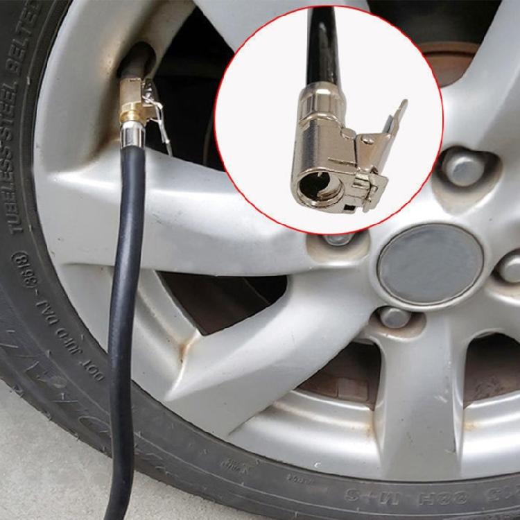 Metal End Tire Inflator Hose with Clip On Chuck and Flexible 37.5cm Line for Daily Garage Tire Pressure Service