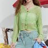 European Station Hollow Loose Outside Thin Cardigan Women's 1116 Summer, Dopamine Knitted Sweater Top
