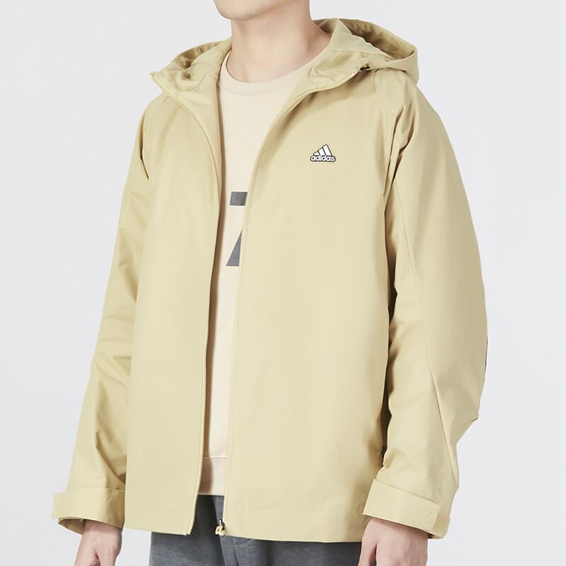 adidas Solid Color Logo Hooded Jacket HY5834