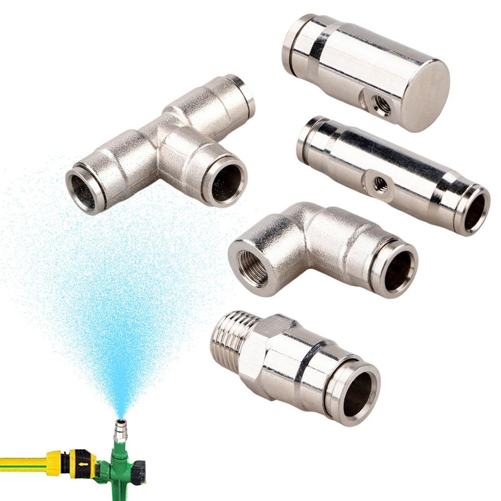 5pcs Brass Spray Nozzle Connector 1/8" Brass Brass Spray Nozzle Sliding Fitting Kit High Pressure PE Atomization Connector
