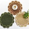 Woven Placemat Heat Insulation Non-Slip Table Mat Retro Petal Shape Dining Mat