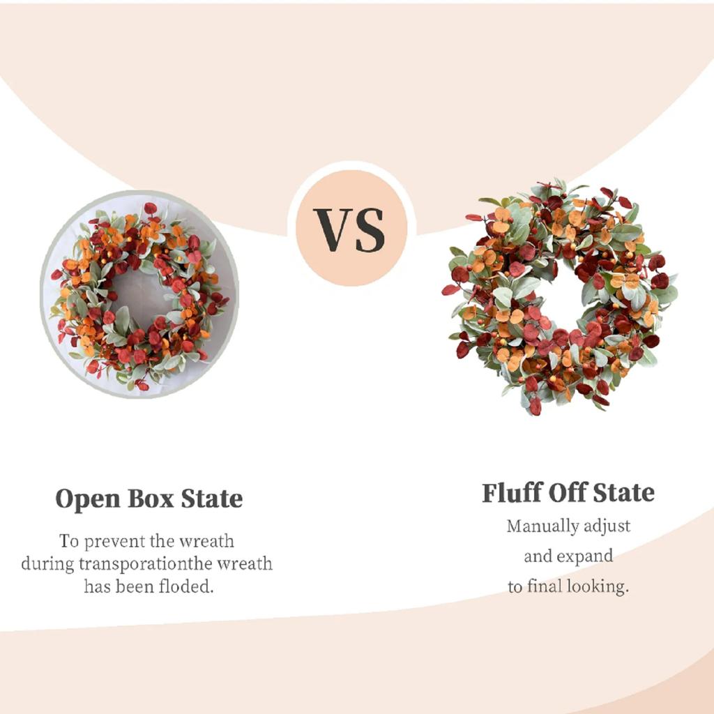 Thanksgiving Autumns Berry Door Hanging Decoration  Flower Wreath,  Porch Home Decoration Flower Wreath
