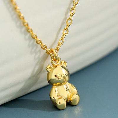 Sterling Silber 925 Halsketten für Frauen Nette Bär Gold Kette Anhänger Halskette Plata De Ley 925 Collares Mujer Schmuck