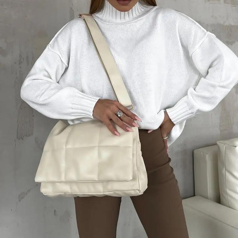 Women's quilted shoulder bag soft cotton pillow-shaped designer shoulder bags luxurious PU leather large bag fashion