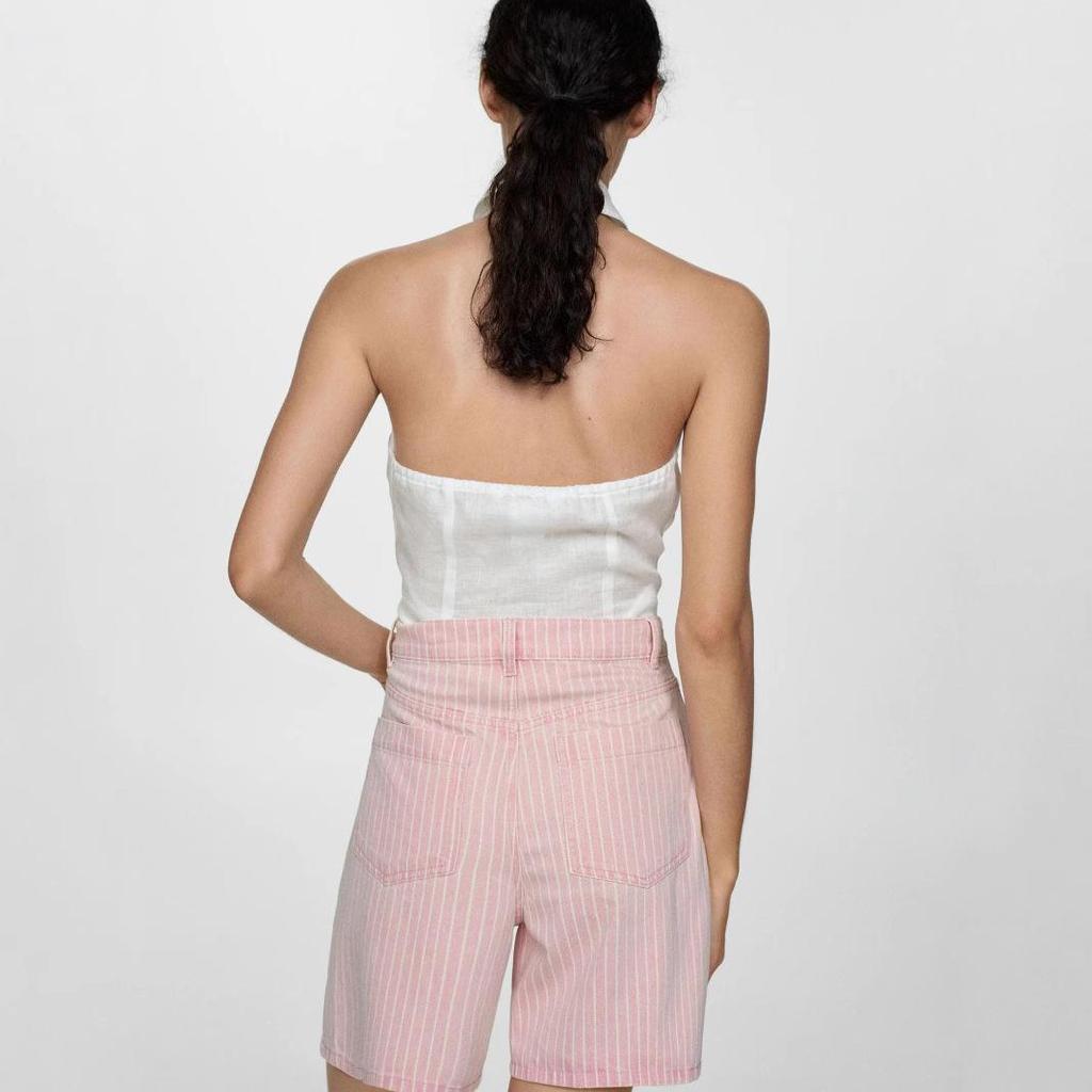 Women's Fashion Casual Striped Loose High Waisted Denim Shorts