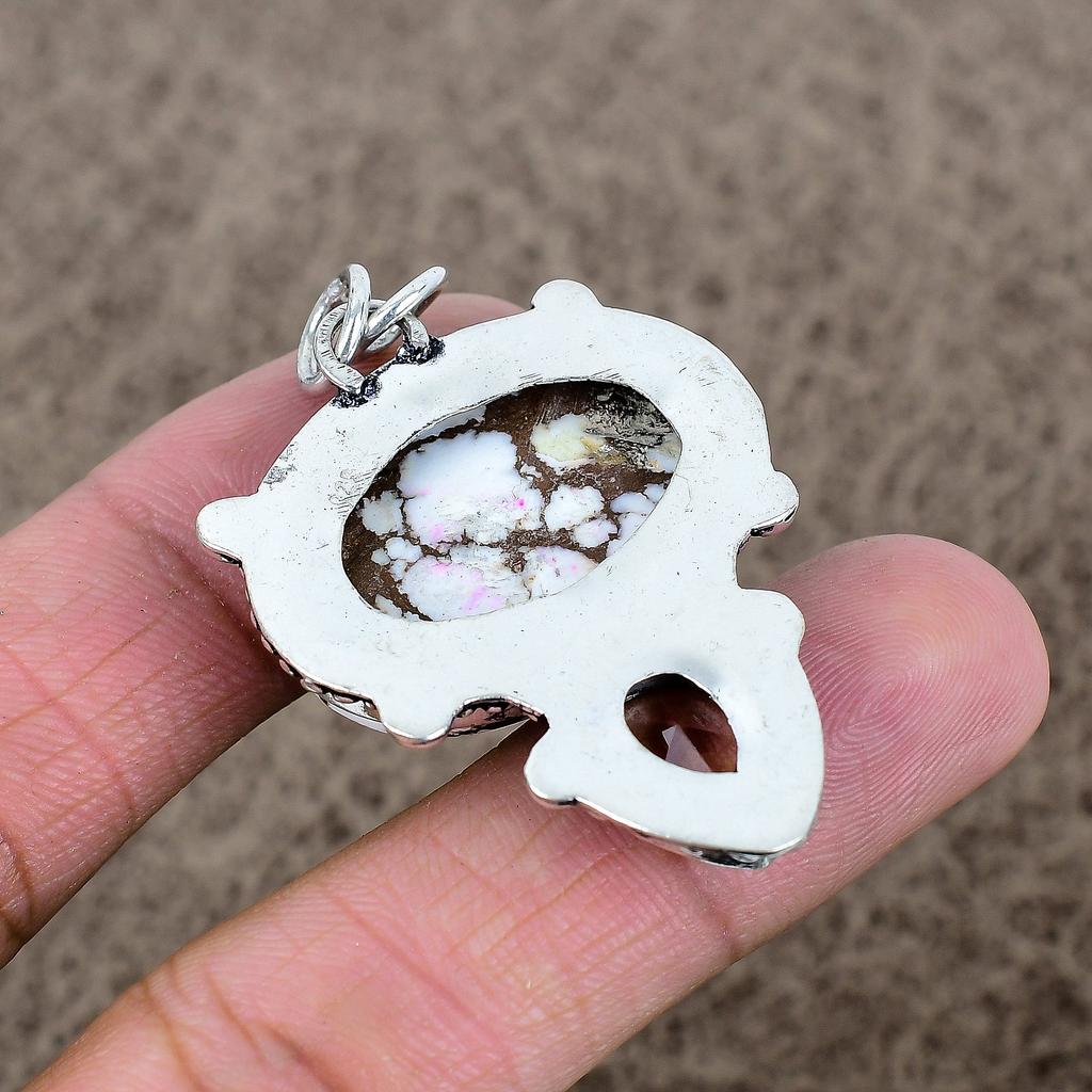 Wild Horse, Morganite Gemstone 925 Sterling Silver Jewelry Pendant 2.05" KKG-349