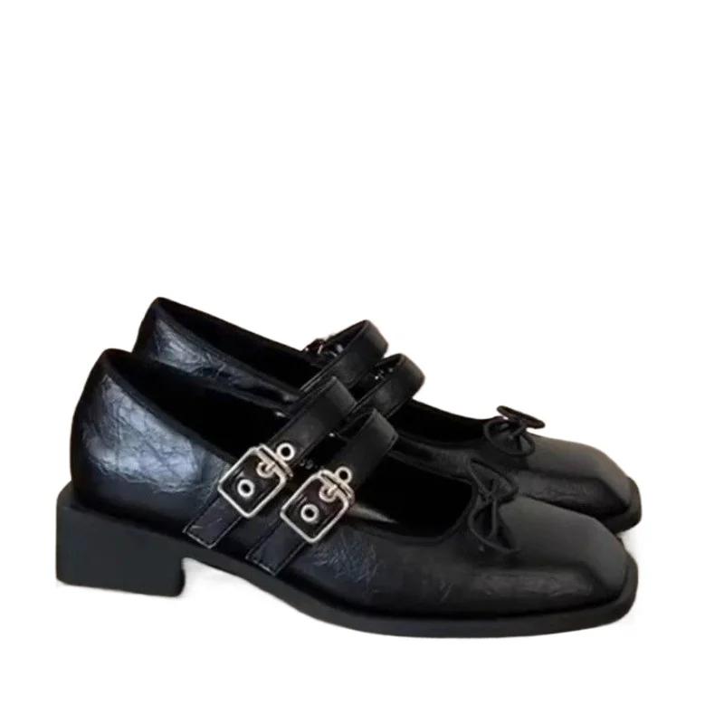 Fashion New Butterfly-knot Heels Women 2024 Fashion Buckle Strap Women's High Heels Hot Sale Square Toe Office and Career Ladies Shoes