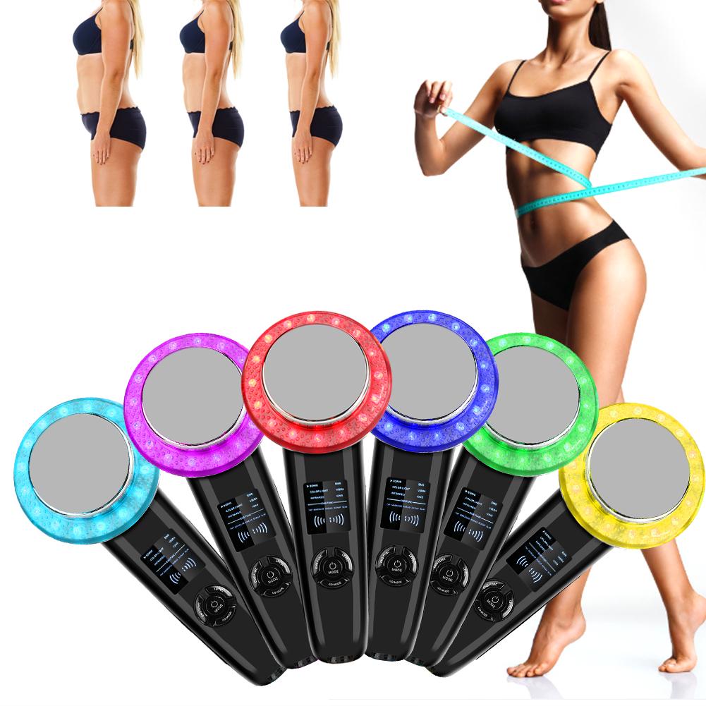 6'sı 1 Arada Fototerapi LED Ultrasonik EMS Vücut Şekillendirme Selülit Karşıtı Masaj Aleti Kilo Verme Güzellik