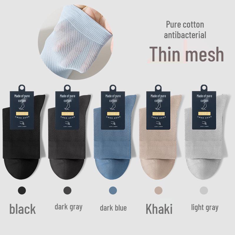 Andningsbara bomullsstrumpor för män, mellanhöga - Svarta (Vår/höst)