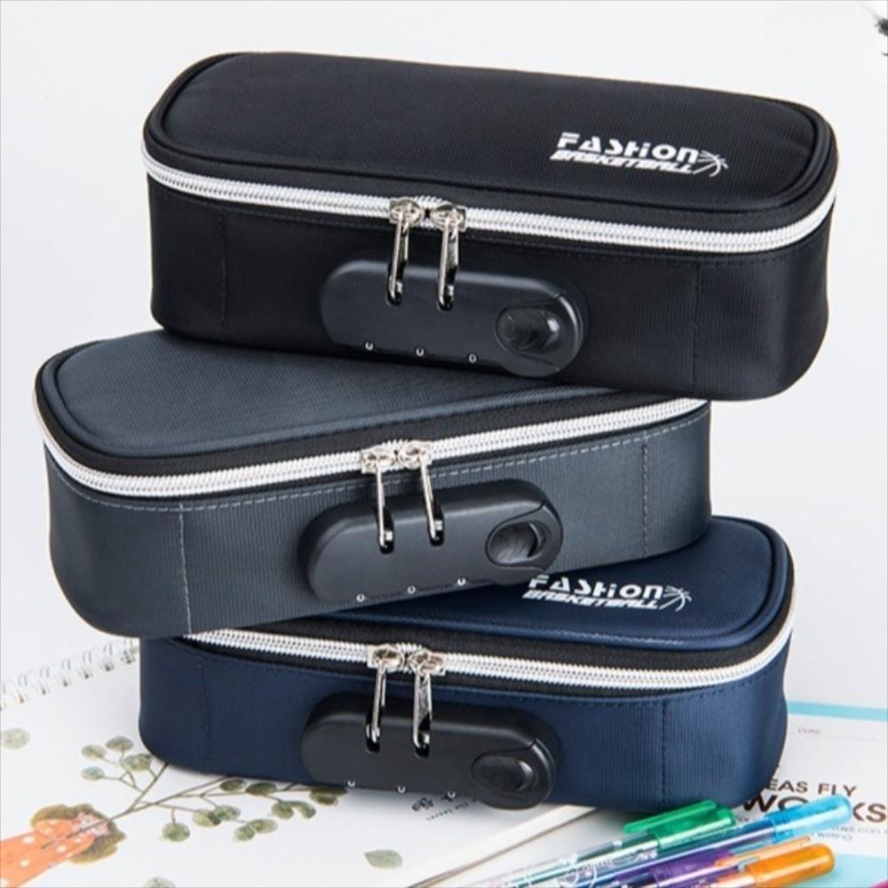 4 Layers Large-Capacity Pencil Case Canvas Portable Organizer Box Password Lock Pen Box  School