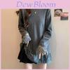 Spring 2025 Loose Fit Polyester Lace Trim Spliced Long Sleeve Tshirt For Casual Wear