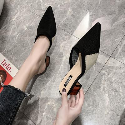 Shoes Mules Slides Rubber Women's Slippers and Ladies Sandals Outside Summer 2024 Pointed Toe Black Unique Sale W Original F B Y