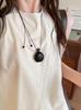 Collana a Perline con Fiaschetta in Legno Naturale Etnica per Donna Catena Lunga Regolabile Gioiello con Ciondolo per Maglione