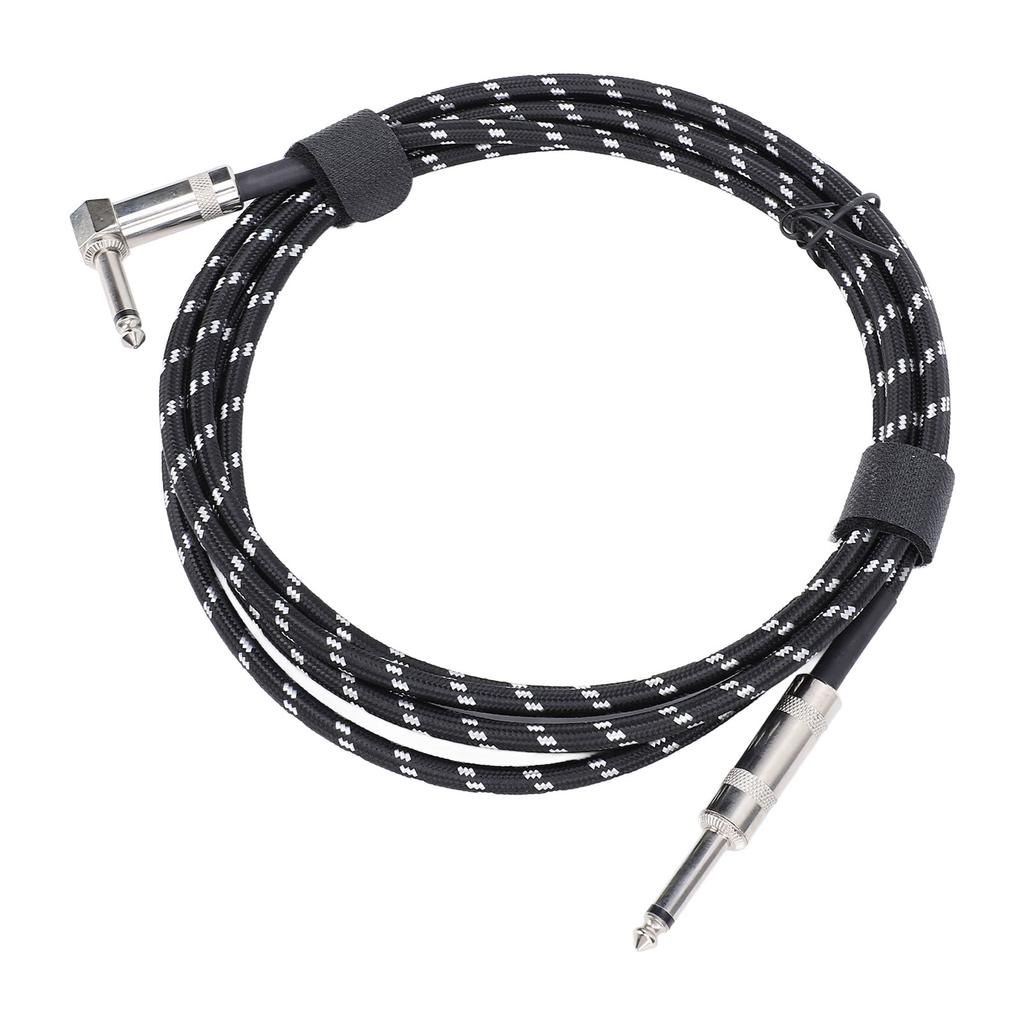 6.5mm Guitar Cable Right Angle To Straight Connector Nylon Braided Noise Reduction Guitar Connection Cord 3 Meters
