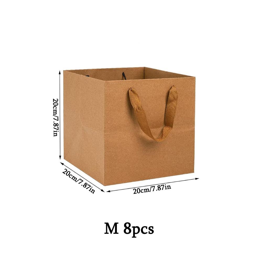 8pcs Square Gift Bags with Handles 3 Sizes Gift Wrap and Shopping Bags Large Retail Business Packaging Bags Bouquet Flower Tote Bag Gift Shopping Bags