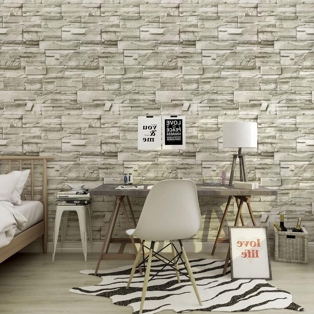 Homya Wallpaper 45cm X Remake Peelable No Glue DIY Mildew Wall Sticker Stone-Look Stickers, 6m, Brick-Look Stickers, Sheet, Wallpaper, Required,