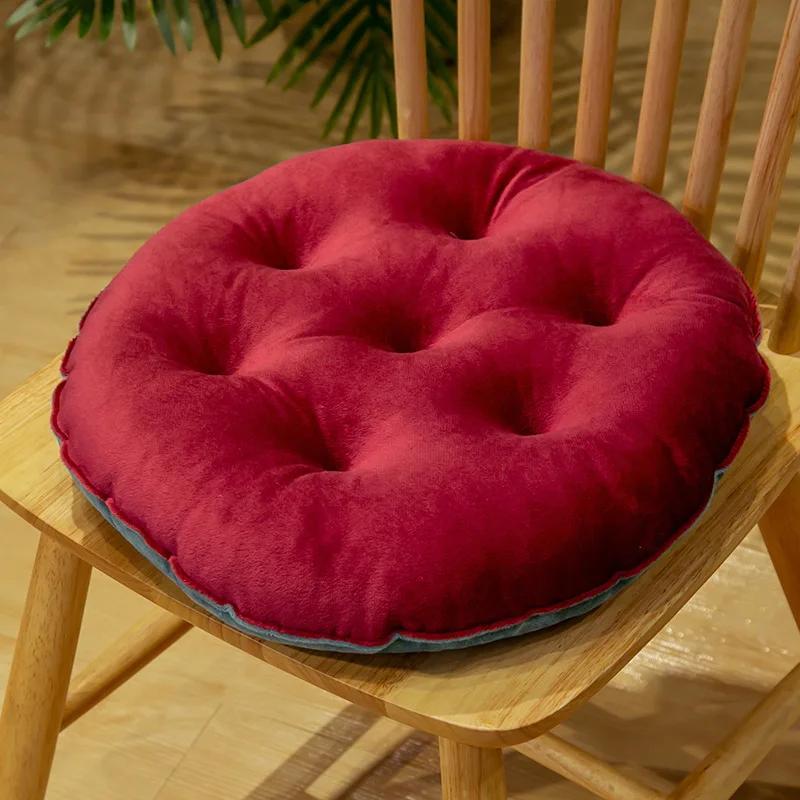 Solid Color Crystal Velvet Color-matching Chair Cushion Winter Warm Seat Cushion Student Stool Butt Office Chair Cushion