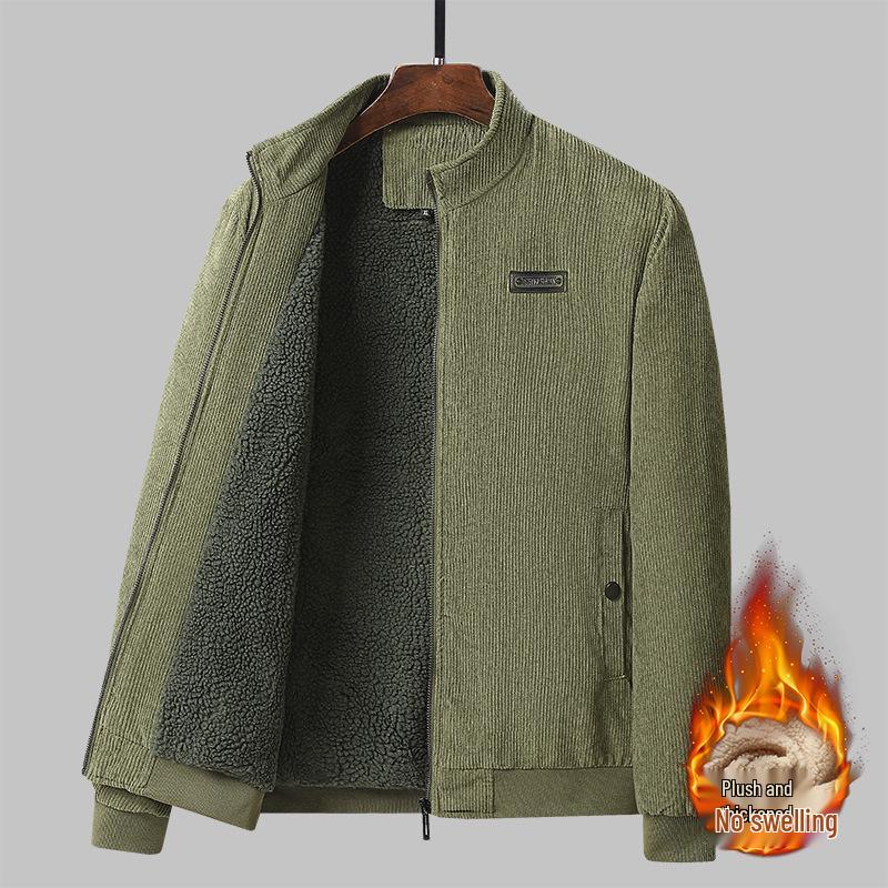 Winter 2025 Men's Lambswool-Lined Corduroy Workwear: Fashionable, Casual, Loose, and Warm Cotton Apparel